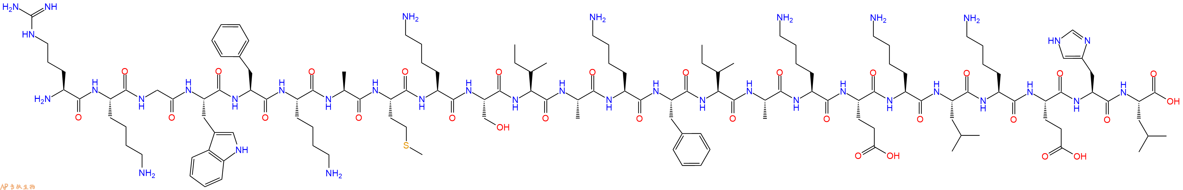 专肽生物产品H2N-Arg-Lys-Gly-Trp-Phe-Lys-Ala-Met-Lys-Ser-Ile-Al