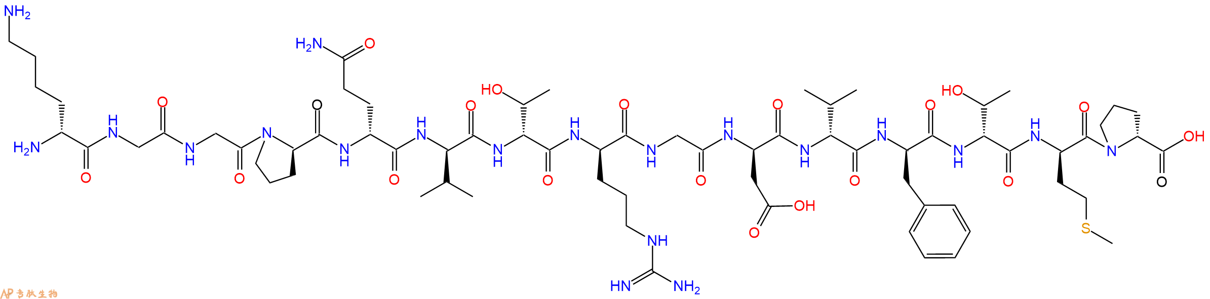 专肽生物产品H2N-DLys-Gly-Gly-DPro-DGln-DVal-DThr-DArg-Gly-DAsp