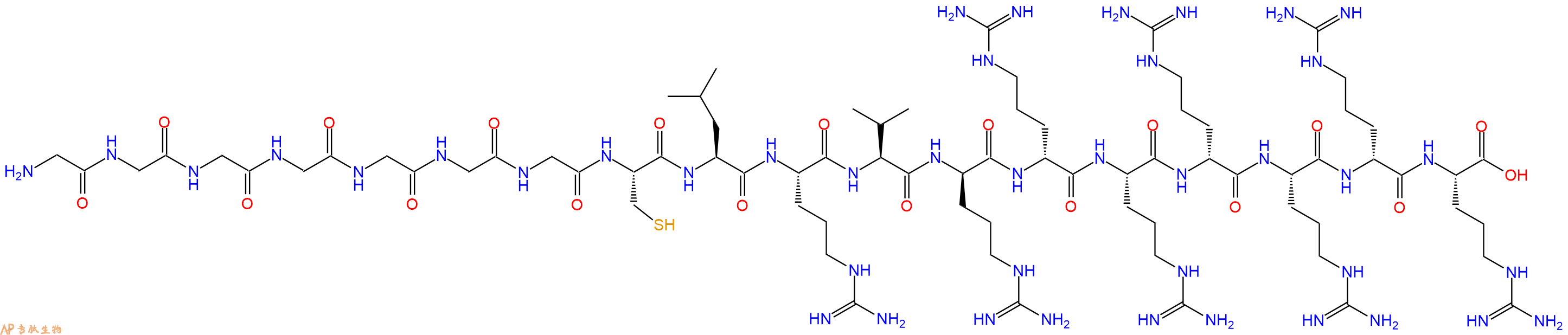 专肽生物产品H2N-Gly-Gly-Gly-Gly-Gly-Gly-Gly-Cys-Leu-Arg-Val-DA