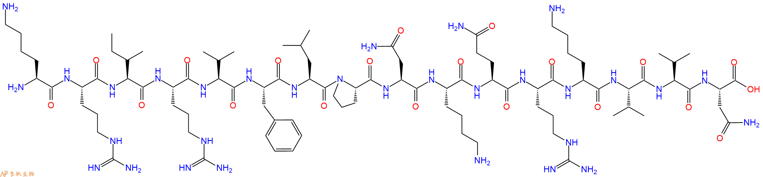 专肽生物产品H2N-Lys-Arg-Ile-Arg-Val-Phe-Leu-Pro-Asn-Lys-Gln-Ar