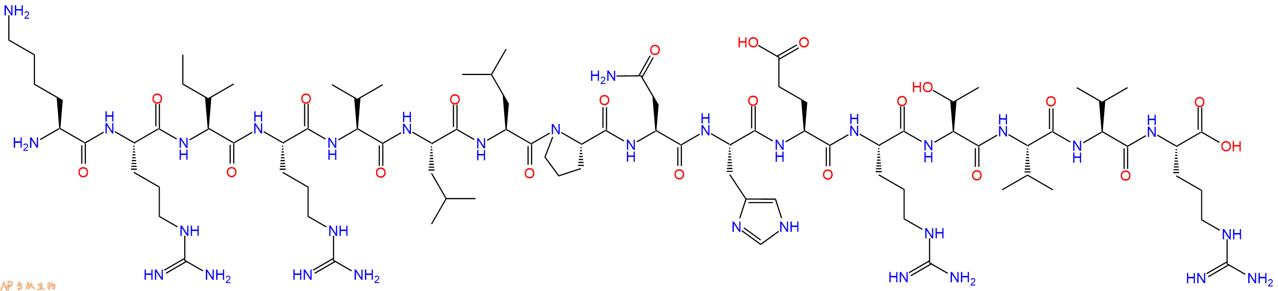 专肽生物产品H2N-Lys-Arg-Ile-Arg-Val-Leu-Leu-Pro-Asn-His-Glu-Ar