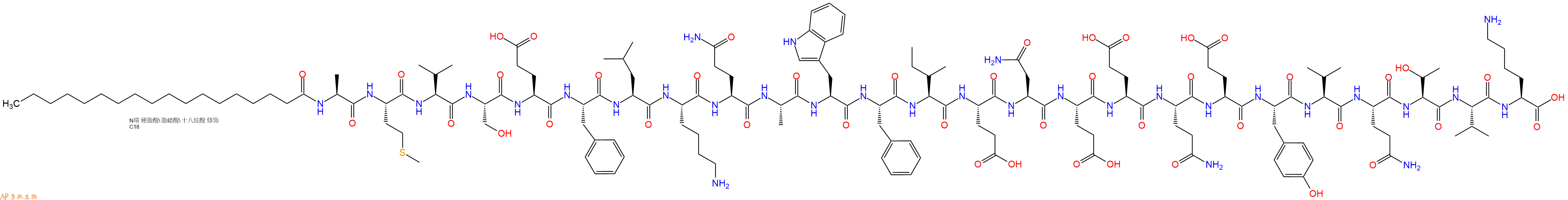 专肽生物产品Stearicacid-Ala-Met-Val-Ser-Glu-Phe-Leu-Lys-Gln-Al