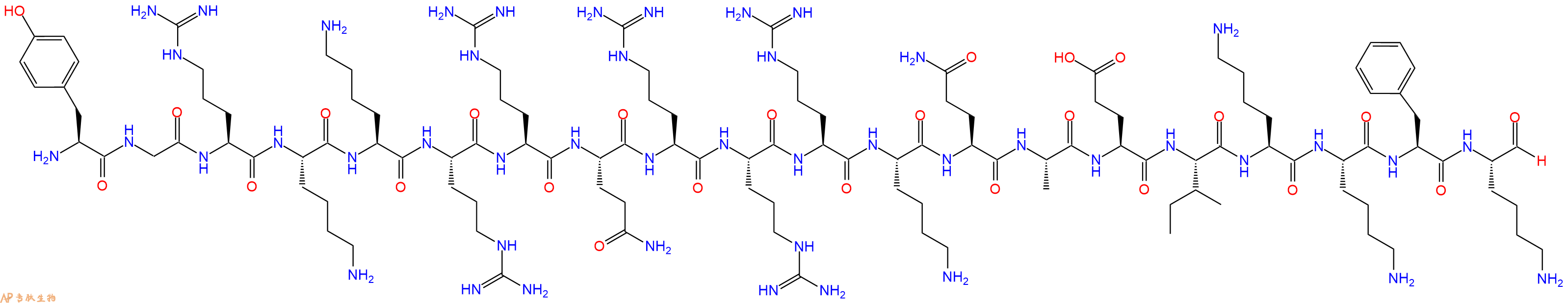 专肽生物产品H2N-Tyr-Gly-Arg-Lys-Lys-Arg-Arg-Gln-Arg-Arg-Arg-Ly