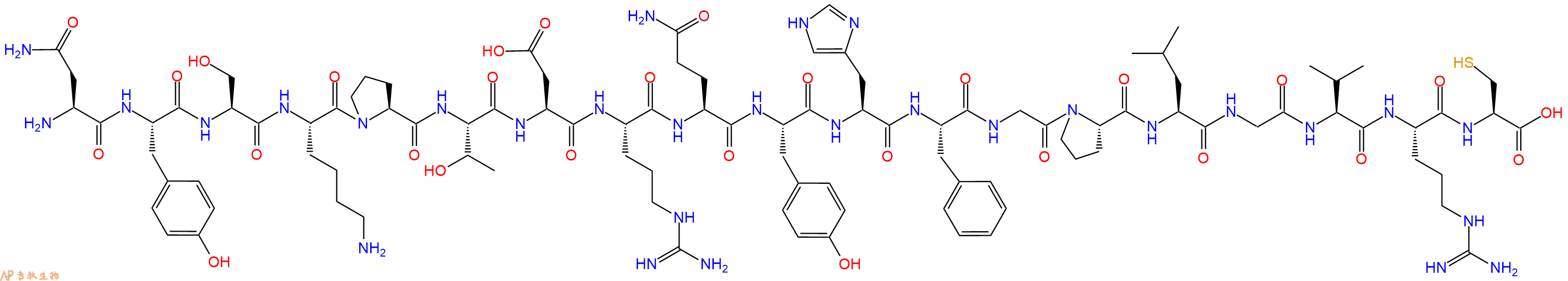 专肽生物产品H2N-Asn-Tyr-Ser-Lys-Pro-Thr-Asp-Arg-Gln-Tyr-His-Ph