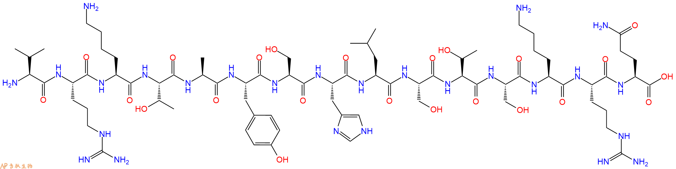专肽生物产品H2N-Val-Arg-Lys-Thr-Ala-Tyr-Ser-His-Leu-Ser-Thr-Se