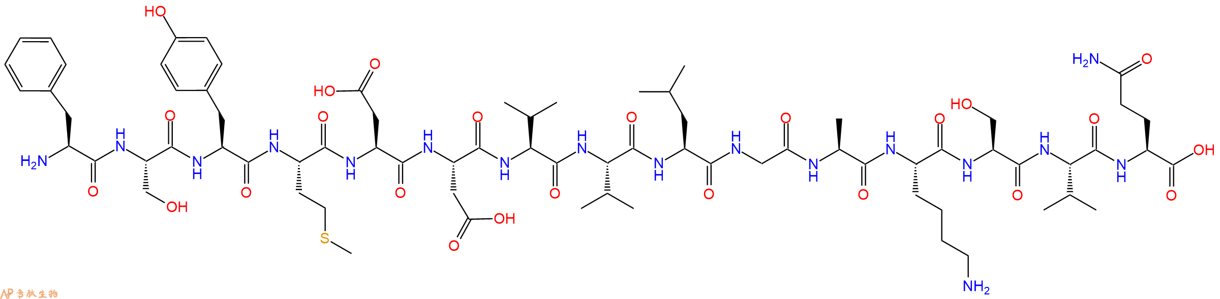 专肽生物产品H2N-Phe-Ser-Tyr-Met-Asp-Asp-Val-Val-Leu-Gly-Ala-Ly