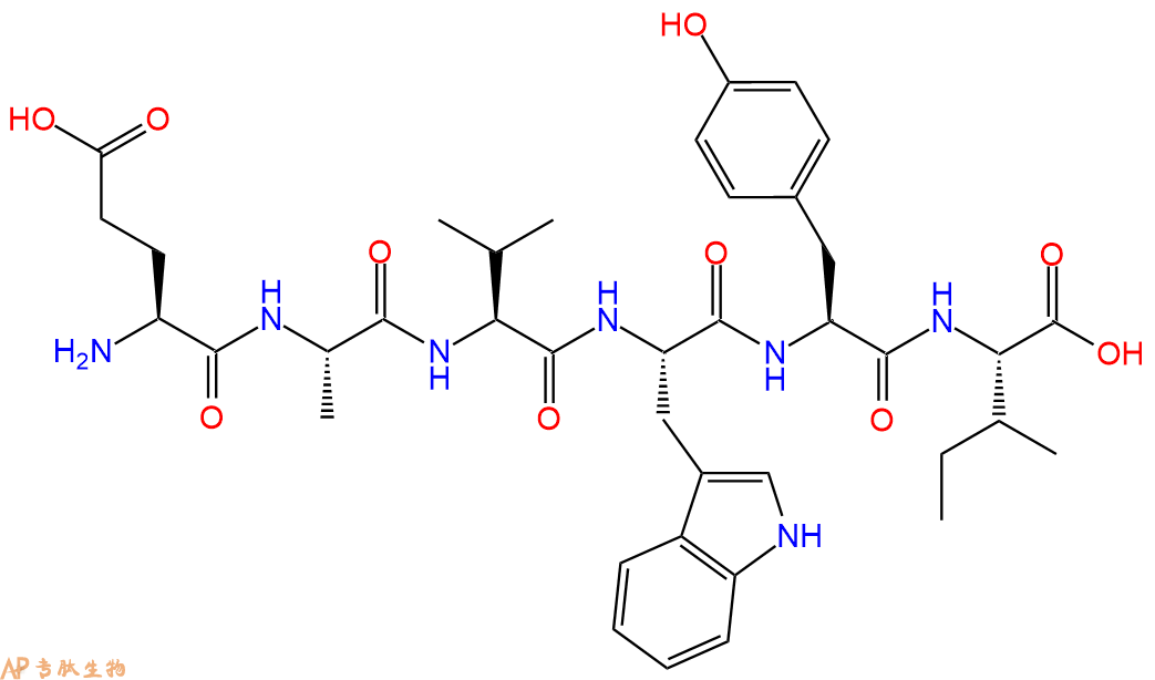 专肽生物产品H2N-Glu-Ala-Val-Trp-Tyr-Ile-COOH