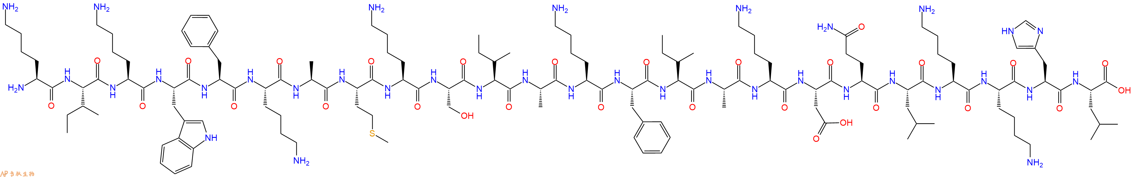 专肽生物产品H2N-Lys-Ile-Lys-Trp-Phe-Lys-Ala-Met-Lys-Ser-Ile-Al