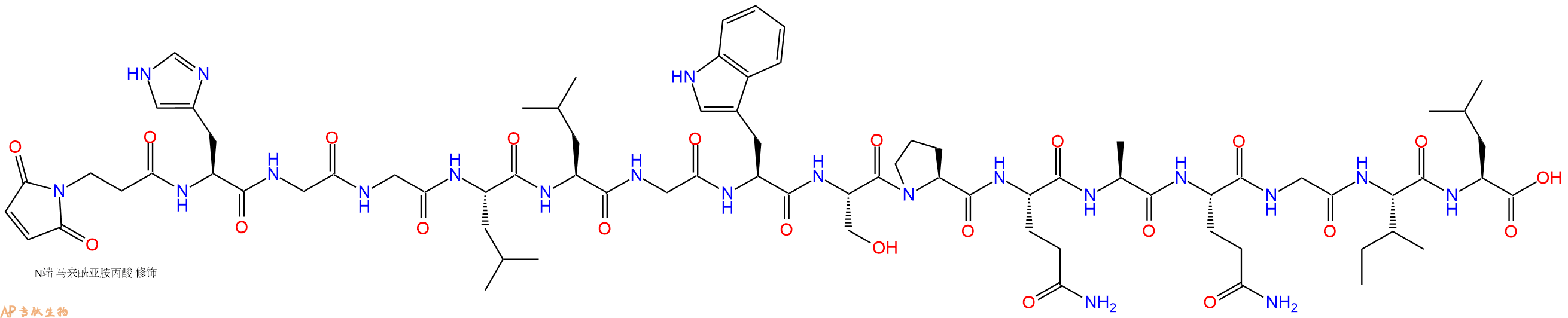 专肽生物产品3Mal-His-Gly-Gly-Leu-Leu-Gly-Trp-Ser-Pro-Gln-Ala-G