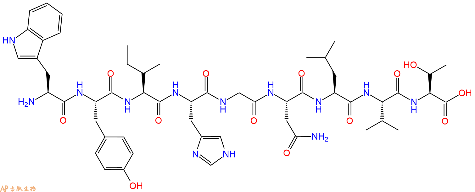 专肽生物产品H2N-Trp-Tyr-Ile-His-Gly-Asn-Leu-Val-Thr-COOH
