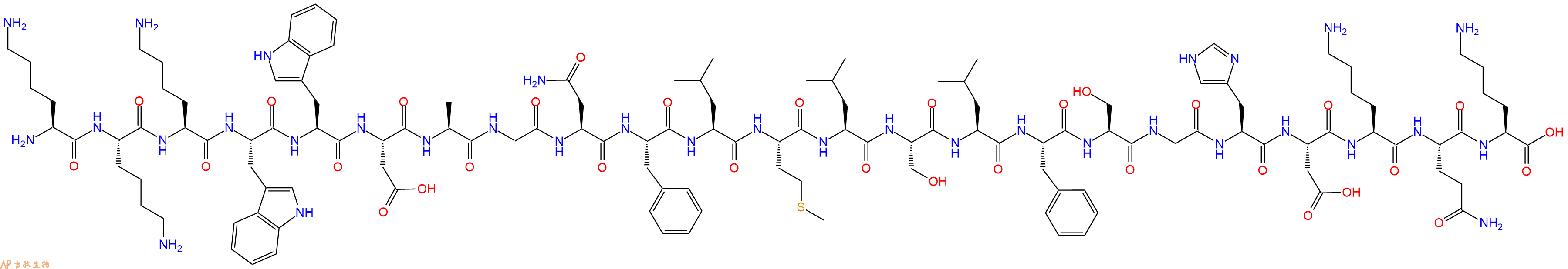 专肽生物产品H2N-Lys-Lys-Lys-Trp-Trp-Asp-Ala-Gly-Asn-Phe-Leu-Me