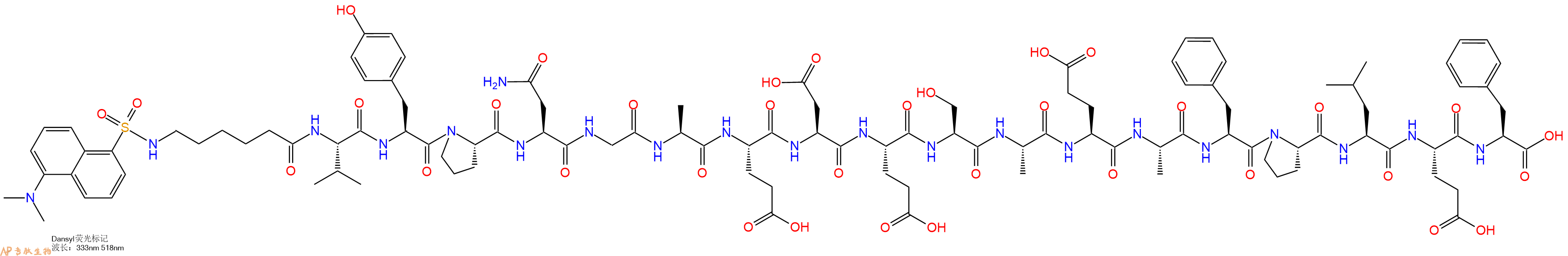 专肽生物产品Dansyl-Ahx-Val-Tyr-Pro-Asn-Gly-Ala-Glu-Asp-Glu-Ser