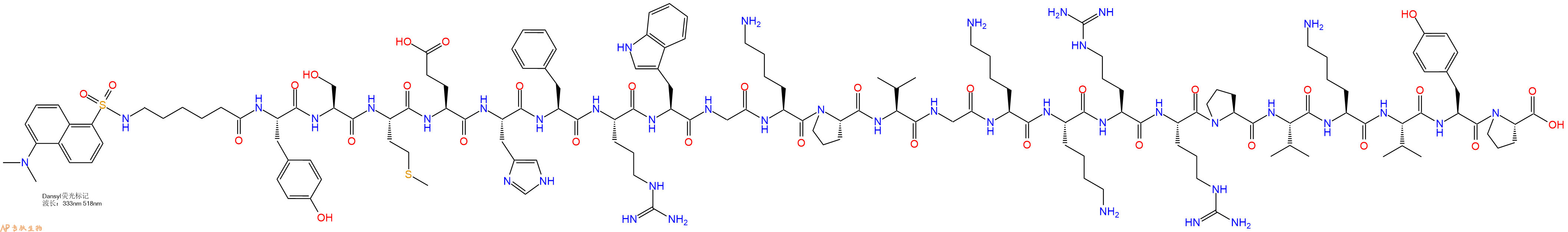 专肽生物产品Dansyl-Ahx-Tyr-Ser-Met-Glu-His-Phe-Arg-Trp-Gly-Lys