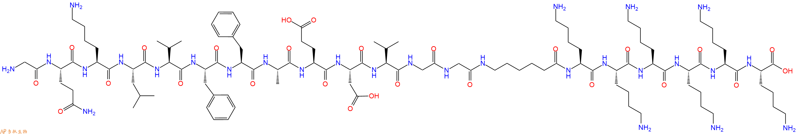 专肽生物产品H2N-Gly-Gln-Lys-Leu-Val-Phe-Phe-Ala-Glu-Asp-Val-Gl