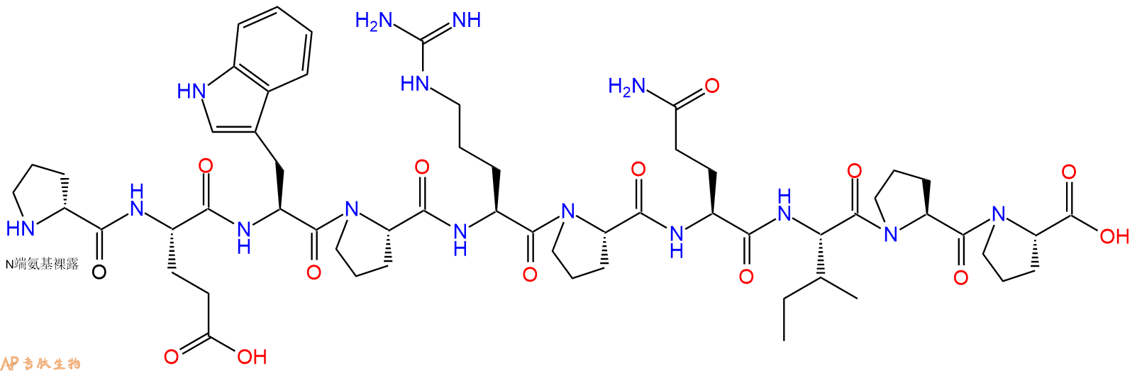 专肽生物产品H2N-DPro-Glu-Trp-Pro-Arg-Pro-Gln-Ile-Pro-Pro-COOH