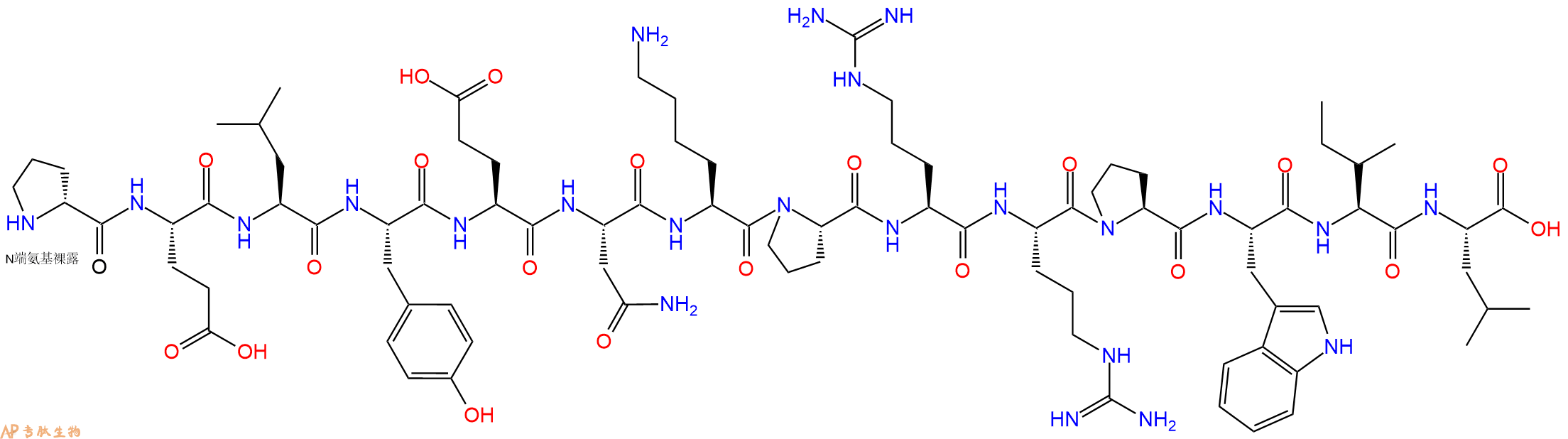 专肽生物产品H2N-DPro-Glu-Leu-Tyr-Glu-Asn-Lys-Pro-Arg-Arg-Pro-T