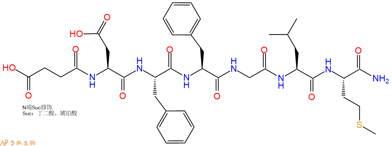 专肽生物产品Suc-Asp-Phe-Phe-Gly-Leu-Met-NH2