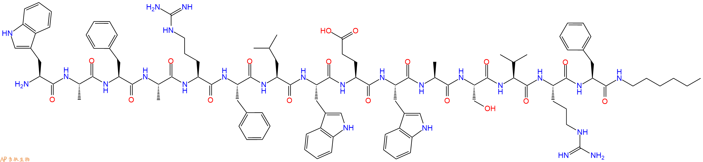 专肽生物产品H2N-Trp-Ala-Phe-Ala-Arg-Phe-Leu-Trp-Glu-Trp-Ala-Se