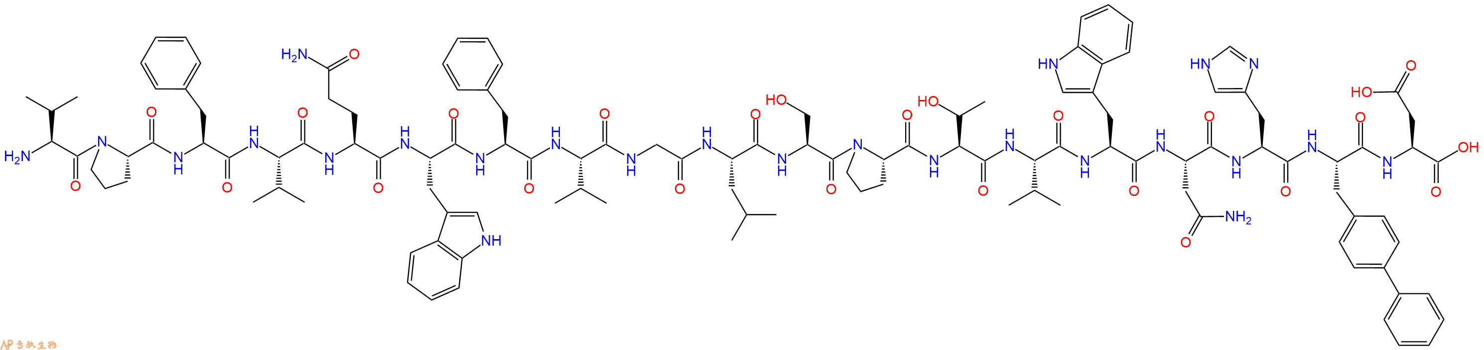 专肽生物产品H2N-Val-Pro-Phe-Val-Gln-Trp-Phe-Val-Gly-Leu-Ser-Pr