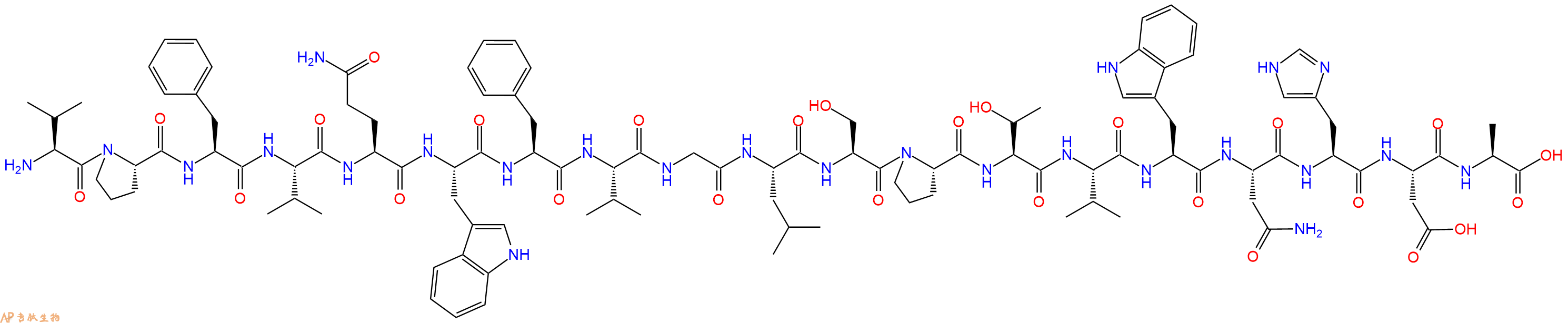 专肽生物产品H2N-Val-Pro-Phe-Val-Gln-Trp-Phe-Val-Gly-Leu-Ser-Pr