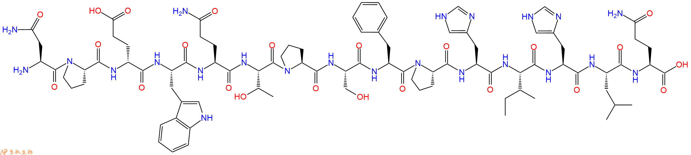 专肽生物产品H2N-Asn-Pro-DGlu-Trp-Gln-Thr-Pro-Ser-Phe-Pro-His-I