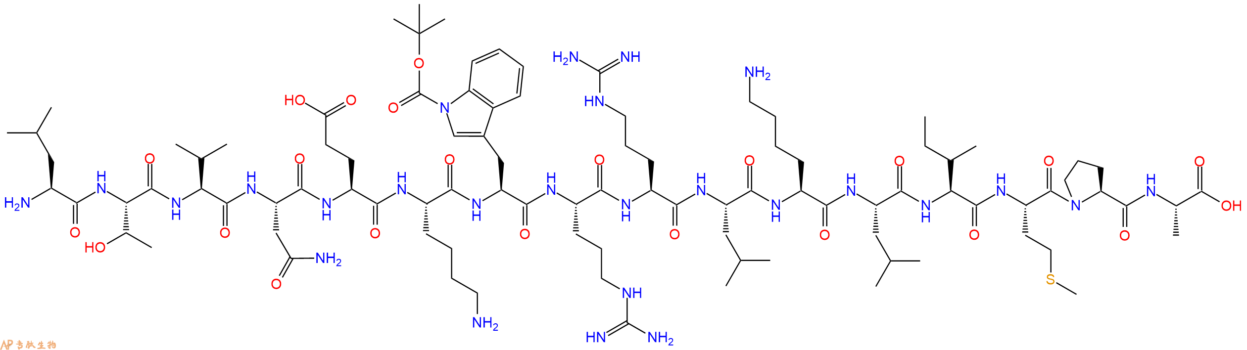 专肽生物产品H2N-Leu-Thr-Val-Asn-Glu-Lys-Trp(Boc)-Arg-Arg-Leu-L