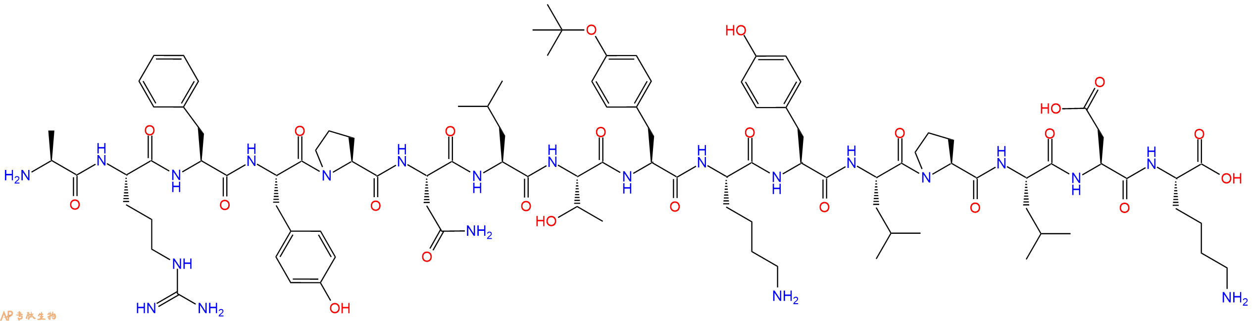 专肽生物产品H2N-Ala-Arg-Phe-Tyr-Pro-Asn-Leu-Thr-Tyr(tBu)-Lys-T