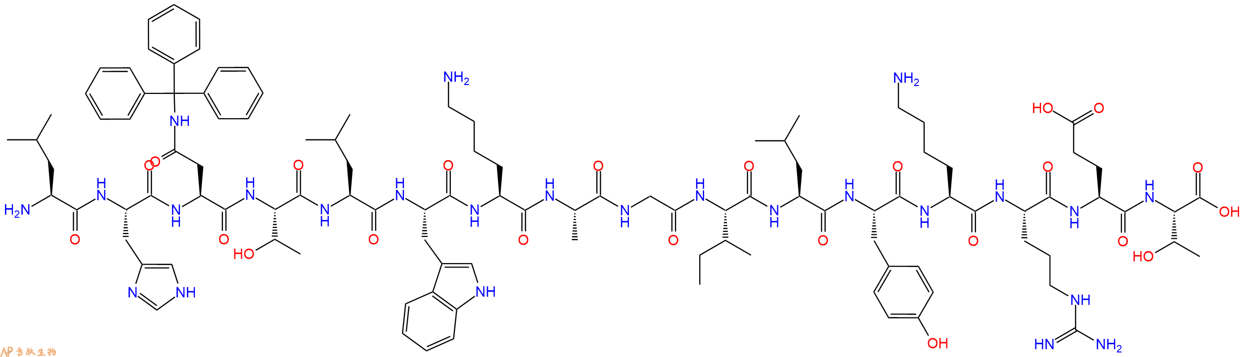 专肽生物产品H2N-Leu-His-Asn(Trt)-Thr-Leu-Trp-Lys-Ala-Gly-Ile-L