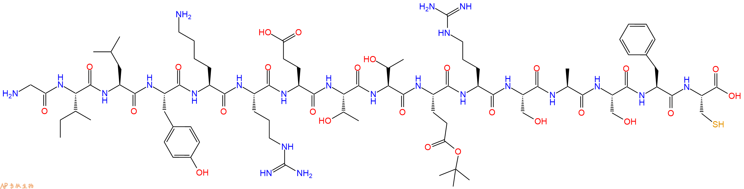 专肽生物产品H2N-Gly-Ile-Leu-Tyr-Lys-Arg-Glu-Thr-Thr-Glu(OtBu)-