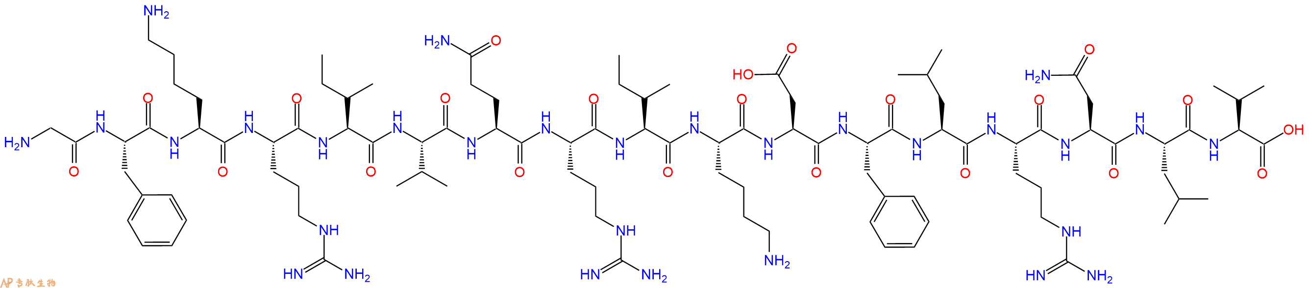 专肽生物产品H2N-Gly-Phe-Lys-Arg-Ile-Val-Gln-Arg-Ile-Lys-Asp-Ph