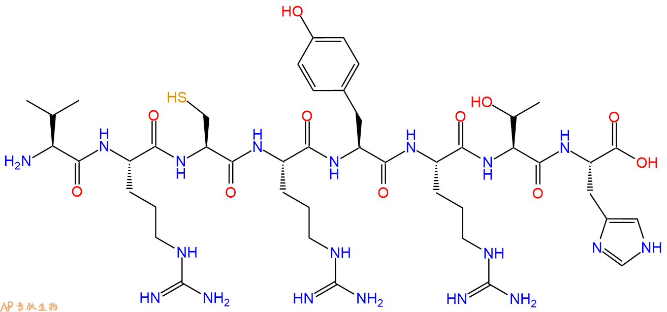 专肽生物产品H2N-Val-Arg-Cys-Arg-Tyr-Arg-Thr-His-COOH