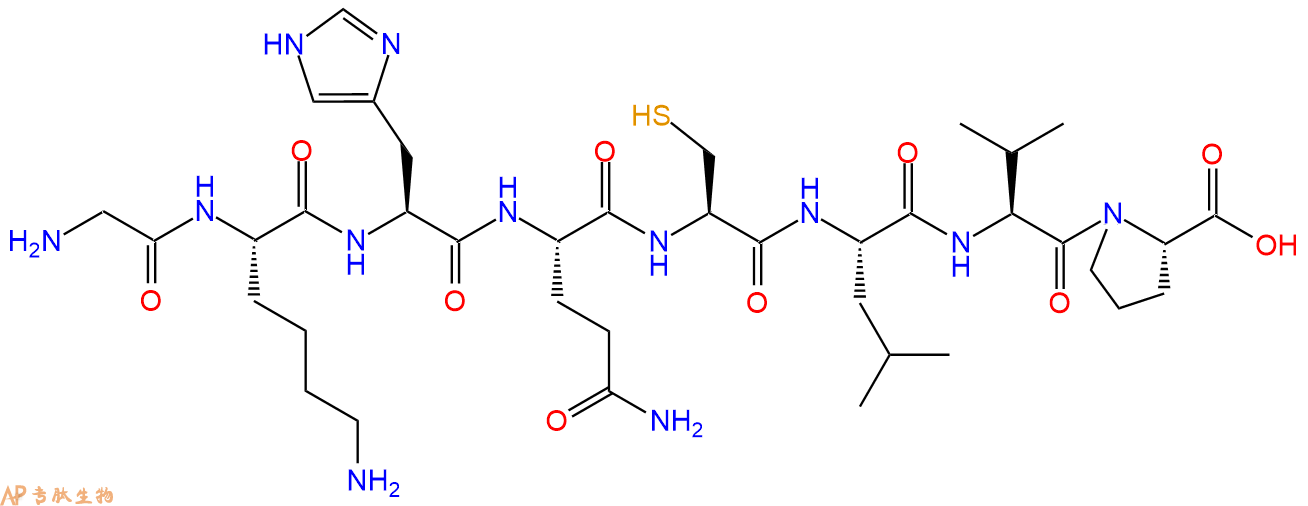 专肽生物产品H2N-Gly-Lys-His-Gln-Cys-Leu-Val-Pro-COOH