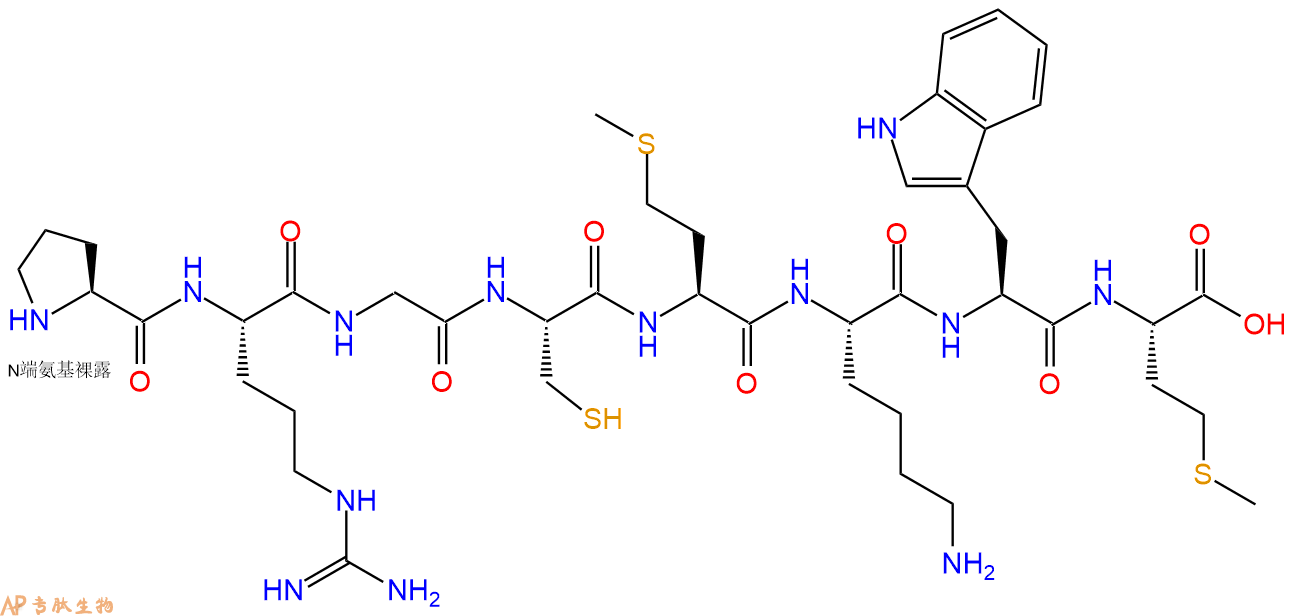 专肽生物产品H2N-Pro-Arg-Gly-Cys-Met-Lys-Trp-Met-COOH