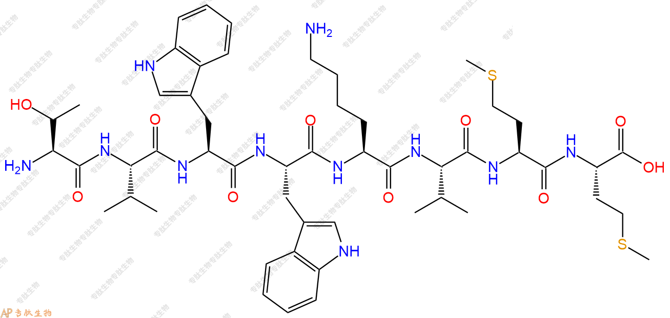 专肽生物产品H2N-Thr-Val-Trp-Trp-Lys-Val-Met-Met-COOH