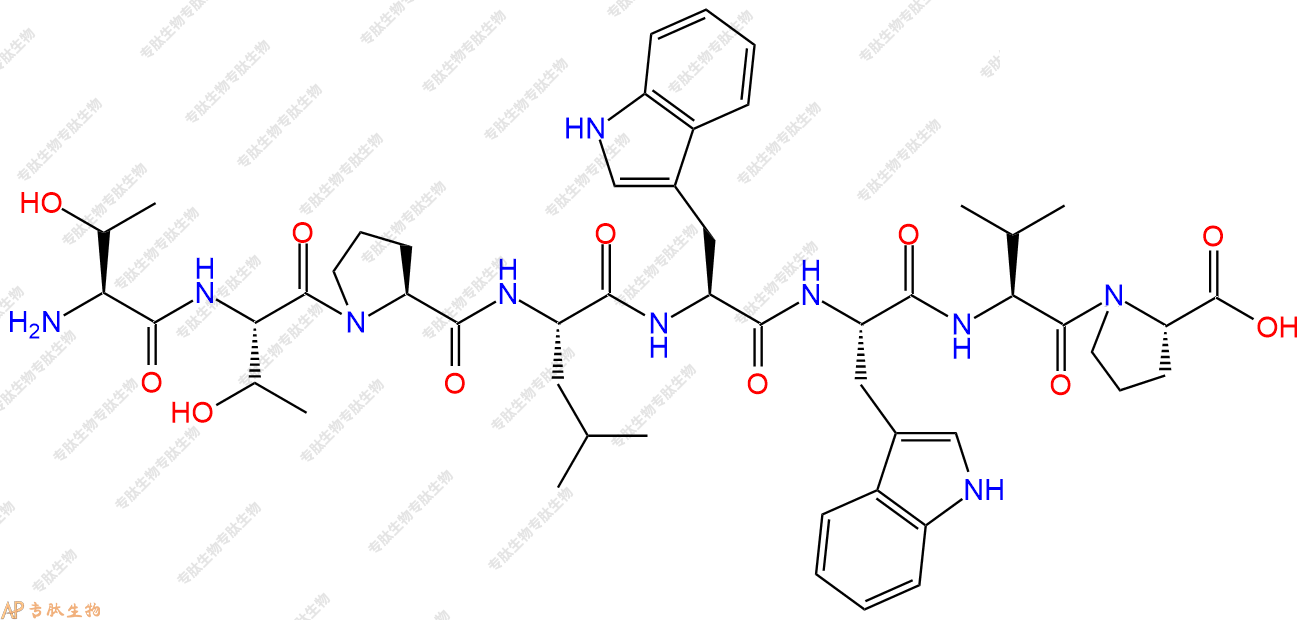 专肽生物产品H2N-Thr-Thr-Pro-Leu-Trp-Trp-Val-Pro-COOH