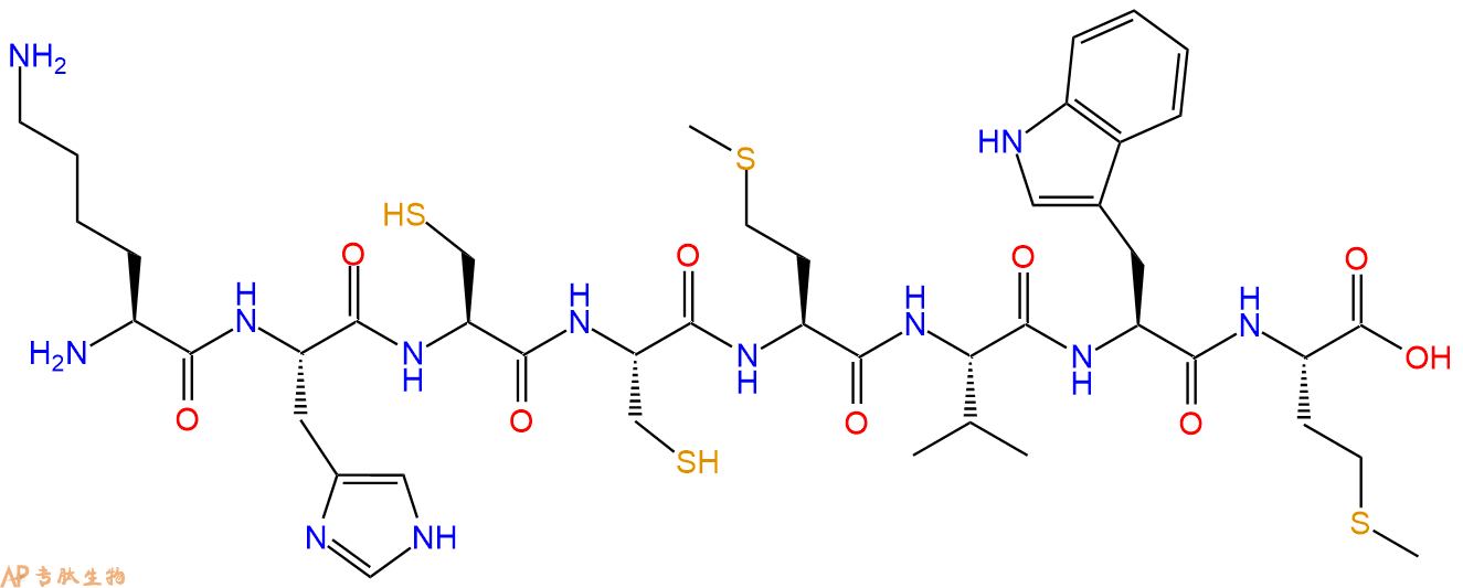 专肽生物产品H2N-Lys-His-Cys-Cys-Met-Val-Trp-Met-COOH