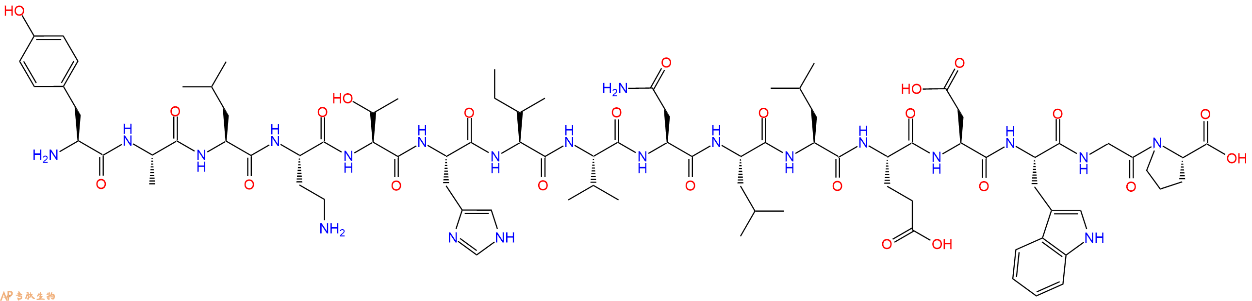 专肽生物产品H2N-Tyr-Ala-Leu-Dab-Thr-His-Ile-Val-Asn-Leu-Leu-Gl
