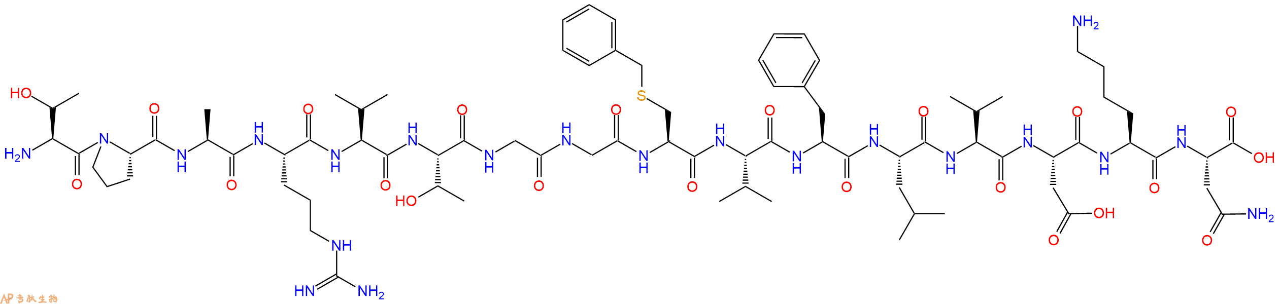专肽生物产品H2N-Thr-Pro-Ala-Arg-Val-Thr-Gly-Gly-Cys(Bzl)-Val-P