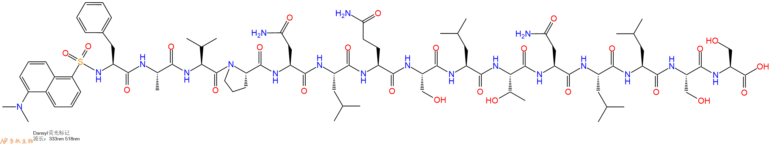 专肽生物产品Dansyl-Phe-Ala-Val-Pro-Asn-Leu-Gln-Ser-Leu-Thr-Asn