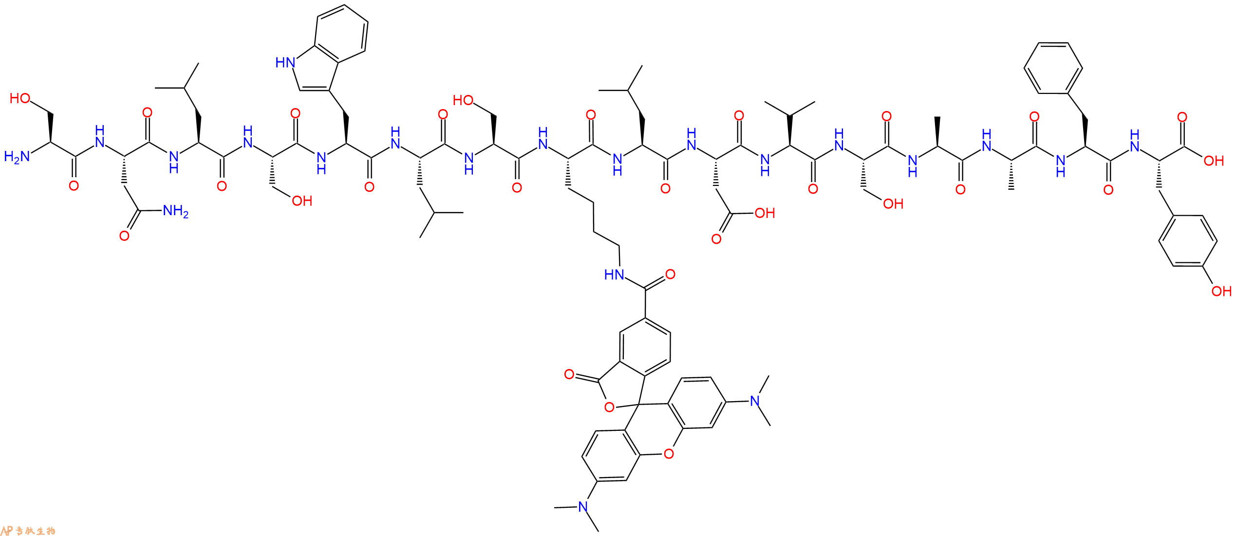 专肽生物产品H2N-Ser-Asn-Leu-Ser-Trp-Leu-Ser-Lys(TAMRA)-Leu-Asp