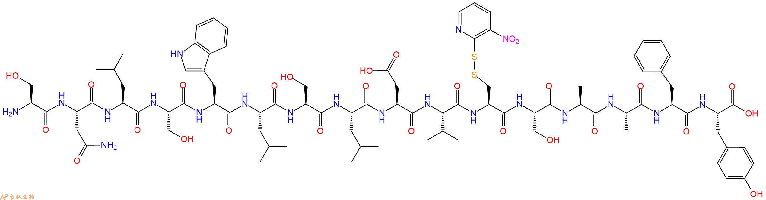 专肽生物产品H2N-Ser-Asn-Leu-Ser-Trp-Leu-Ser-Leu-Asp-Val-Cys(Np