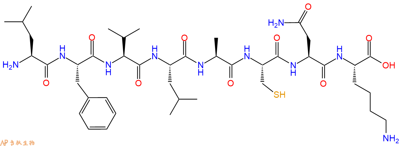 专肽生物产品H2N-Leu-Phe-Val-Leu-Ala-Cys-Asn-Lys-COOH