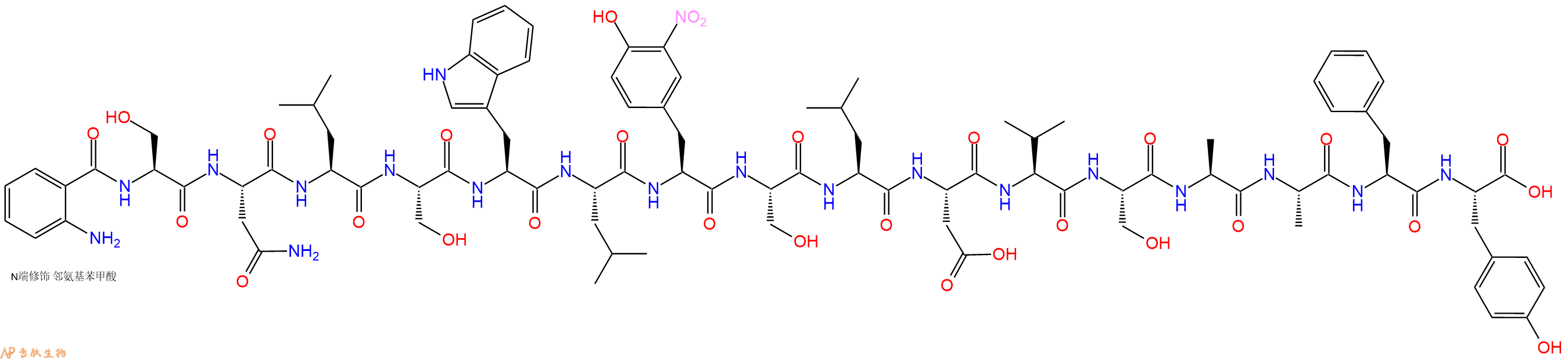 专肽生物产品Abz-Ser-Asn-Leu-Ser-Trp-Leu-Tyr(3NO2)-Ser-Leu-Asp-