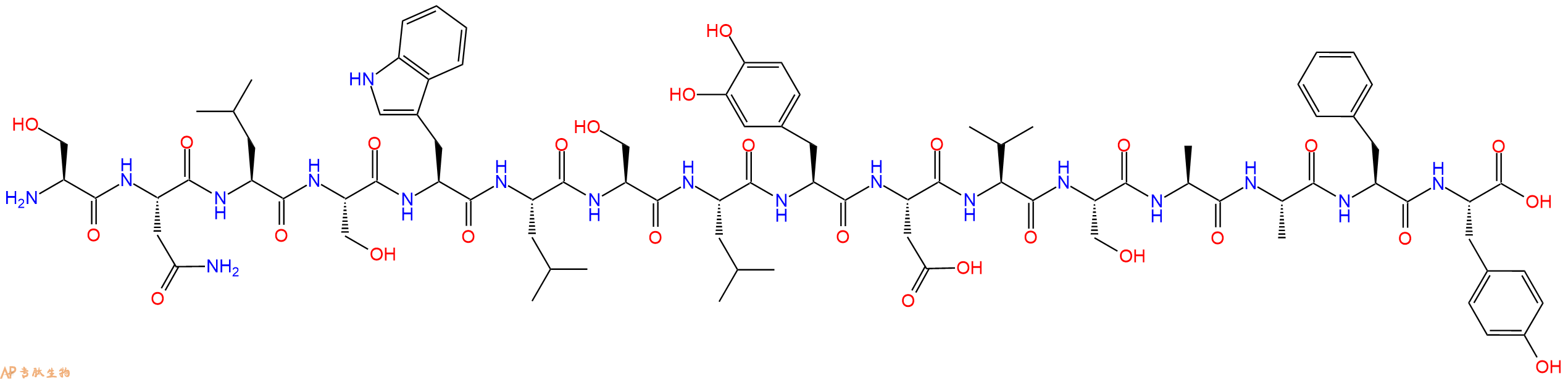 专肽生物产品H2N-Ser-Asn-Leu-Ser-Trp-Leu-Ser-Leu-DOPA-Asp-Val-S
