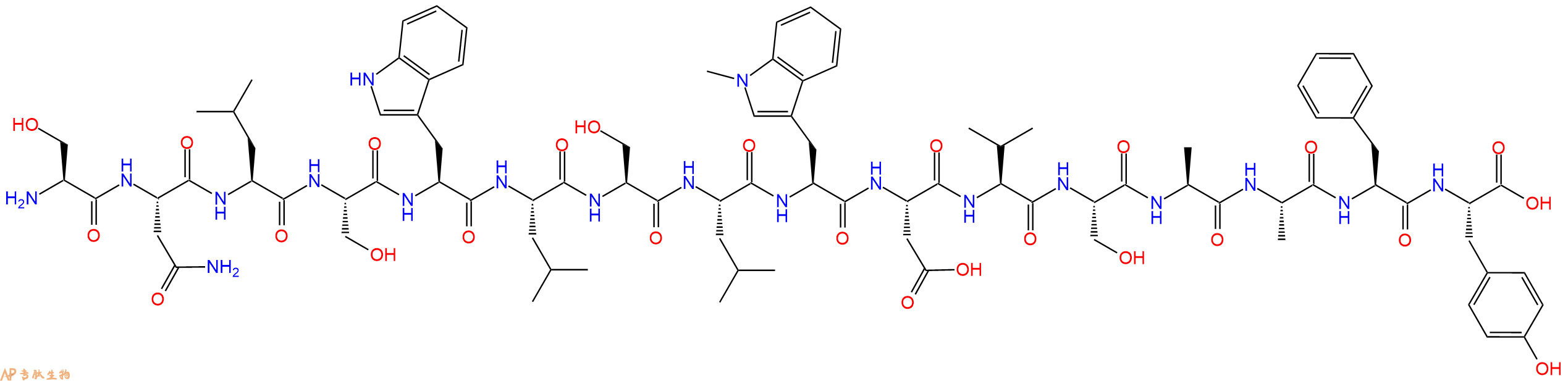 专肽生物产品H2N-Ser-Asn-Leu-Ser-Trp-Leu-Ser-Leu-Trp(Me)-Asp-Va