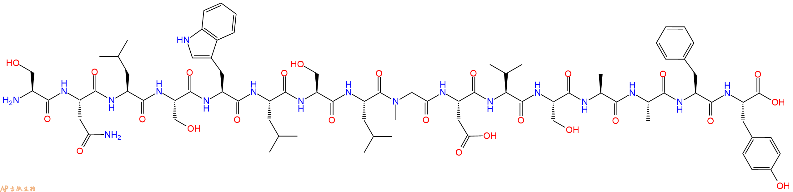 专肽生物产品H2N-Ser-Asn-Leu-Ser-Trp-Leu-Ser-Leu-(NMe)Gly-Asp-V