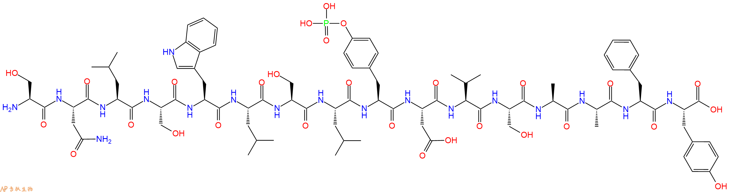 专肽生物产品H2N-Ser-Asn-Leu-Ser-Trp-Leu-Ser-Leu-Tyr(PO3H2)-Asp