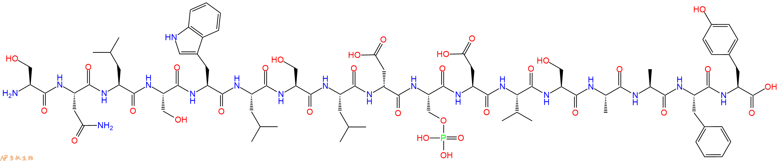 专肽生物产品H2N-Ser-Asn-Leu-Ser-Trp-Leu-Ser-Leu-DAsp-Ser(PO3H2