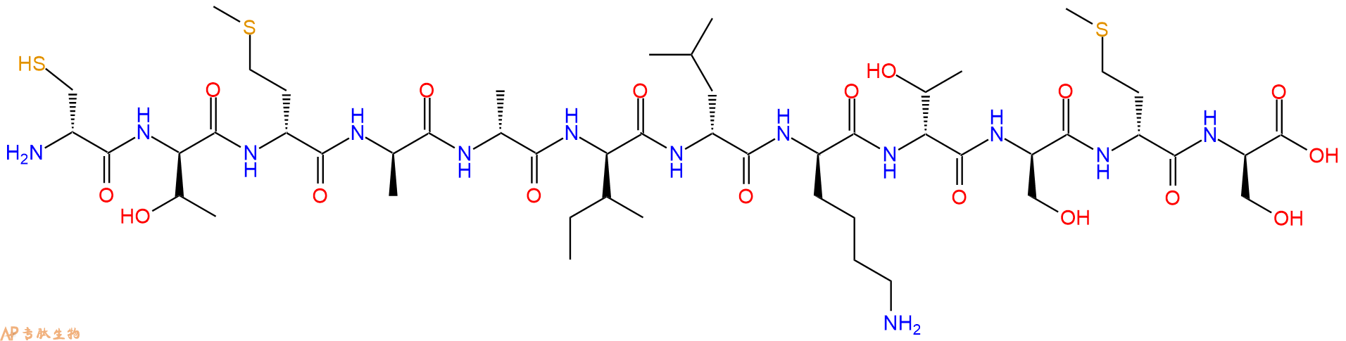 专肽生物产品H2N-DCys-DThr-DMet-DAla-DAla-DIle-DLeu-DLys-DThr-D