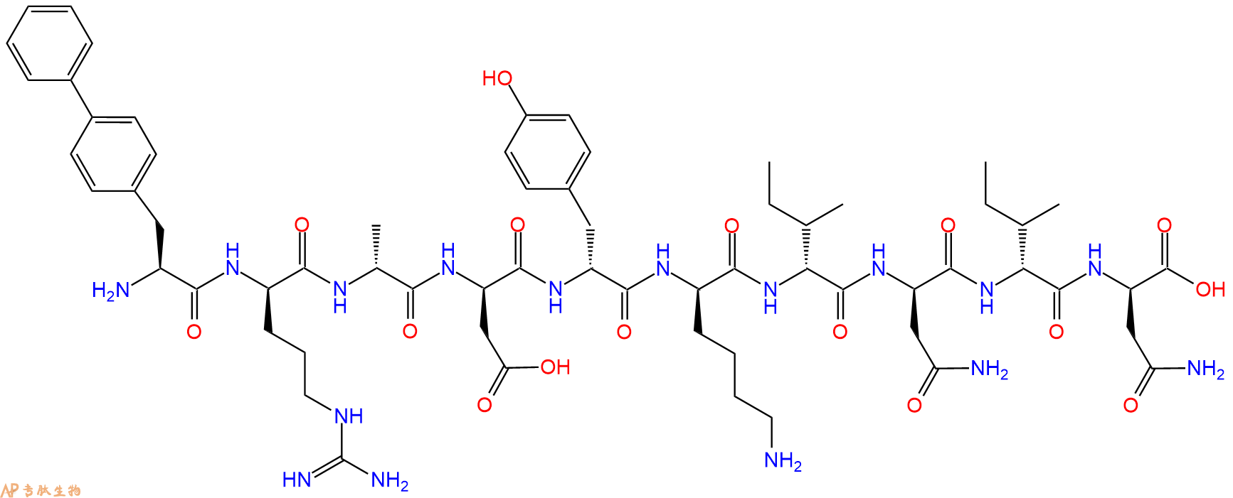 专肽生物产品H2N-Bip-DArg-DAla-DAsp-DTyr-DLys-DIle-DAsn-DIle-DA